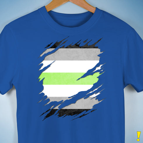 Agender Pride Flag Ripped Reveal Premium Unisex T-Shirt - Royal Blue